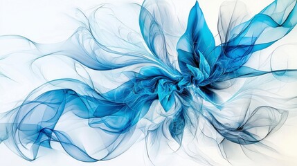 Fototapete - Dynamic swirls of blue and gray abstract composition digital artwork modern art environment creative perspective