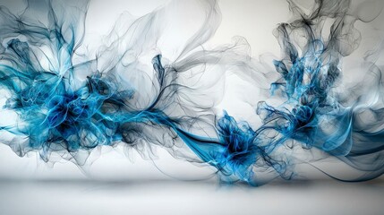 Poster - Dynamic abstract swirls of blue and gray digital art artistic composition contemporary design aesthetic perspective
