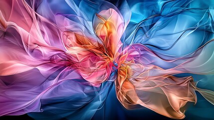 Poster - Ethereal abstract design of gentle gradients and shapes digital art inspiring colorful creative environment