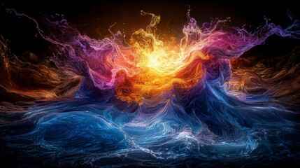 Aufkleber - Dynamic abstract vortex digital art colorful swirls virtual environment high-contrast view energy and motion