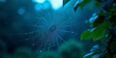 spider web with dew drops