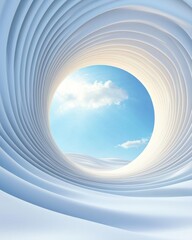 Poster - dreamy circular portal serene landscape digital art bright sky wide angle imagination unleashed