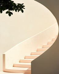 Poster - Curved staircase design modern architecture interior space minimalist environment artistic viewpoint