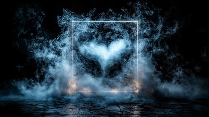Aufkleber - Ethereal heart mist rising enigmatic space digital artwork dark environment close-up view emotional concept