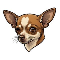 Wall Mural - Cartoon illustration of a apple head chihuahua with expressive eyes and detailed fur, against a plain background