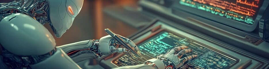 Fototapete - ai robots are being employed by doctors in medical technology to enhance diagnosis, care, and the pr