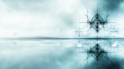 Aufkleber - Abstract blue gradients in vast space reflection digital art soft colors tranquil atmosphere artistic vision