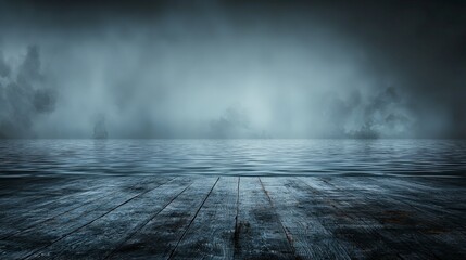 Fototapete - Vast abstract void in muted gray tones mysterious water surface digital art serene environment wide-angle viewpoint