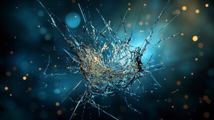 Aufkleber - Abstract vibrating broken glass shards digital art dynamic background vibrant colors close-up modern aesthetics