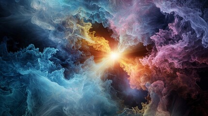 Leinwandbilder - Vibrant abstract light streaks illuminating cosmic gradient digital art mystical universe artistic perspective