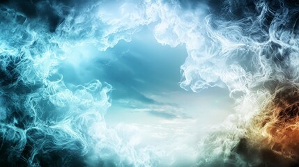 Poster - Ethereal mist trails dancing in the sky abstract landscape digital art dreamy environment mystical viewpoint