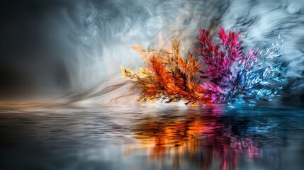 Fototapete - Abstract colorful trails blurring together digital art vibrant reflections artistic environment creative perspective