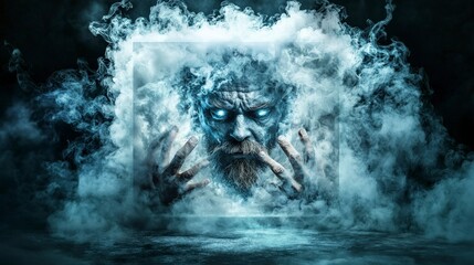 Poster - Mysterious vapor apparition dark studio digital art abstract environment dramatic viewpoint enigmatic concept
