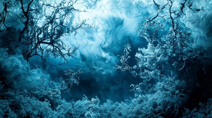 Aufkleber - Indigo layers pulse and tremble vibrant nature scene underwater depths ethereal environment surreal atmosphere