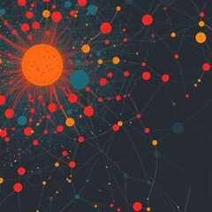 Poster - 3D Connection Structure. Futuristic Technology Style. Composition with Motion Effect and Bokeh Effect. Suitable for Science, Chemistry, or Education Illustrations