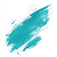Wall Mural - abstract turquoise paint splash with textured strokes on white background creating vibrant artistic 