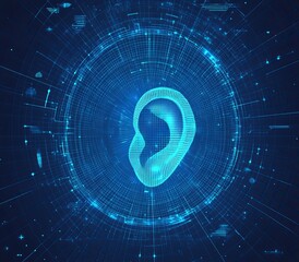 Poster - A modern of a human ear, relevant to hearing treatment, plastic surgery techniques, and implants