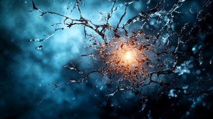 Leinwandbilder - Suspended fragments of light in a cold icy environment abstract concept science surreal viewpoint