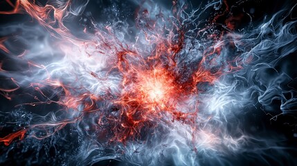 Fototapete - Dynamic viewpoint of surreal digital art abstract eruption of soft lines and colors in mental space
