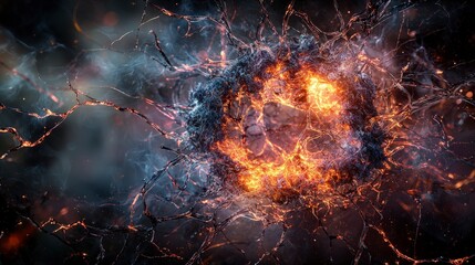 Poster - Visual art in digital space abstract eruptions of soft lines and dynamic perspectives in a surreal environment