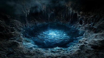 Fototapete - Soft melancholic ripples eroding the edges of an underwater cave nature scene mystical environment dark viewpoint