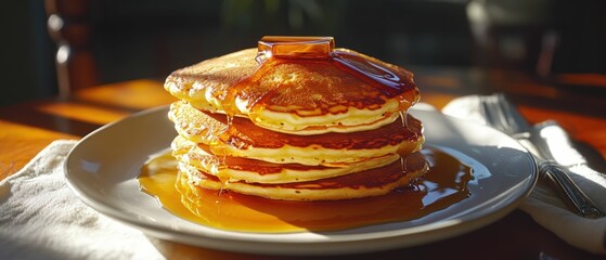 Sticker - Golden pancakes drenched in sweet maple syrup