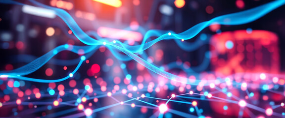 Abstract computer technology multicolor background banner futuristic business data technology modern concept, circuit board shape lines connecting link structure multi color contrast.