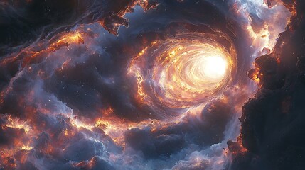 Wall Mural - cosmic vortex: a fiery vortex tears through a nebula, its intense energy illuminating the swirling c