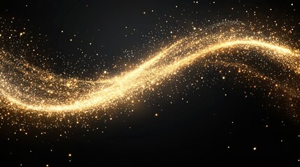 Wall Mural - A Mesmerizing Display of Golden Particles Suspended in a Dark Abyss Creating a Captivating Contrast that Evokes a Sense of Wonder and Enchantment in an Abstract Artistic Composition