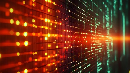 Fototapete - Abstract digital background with glowing lines and dots, representing technology and data flow