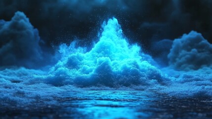 Poster - Grid-based network connection structure set against a dark blue backdrop