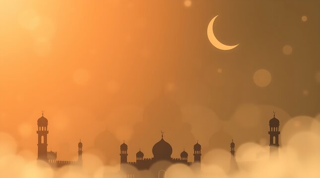 Islamic greeting card with ramadan kareem calligraphy and islamic ornament mosque vector design background