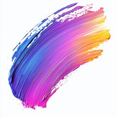 Wall Mural - Vibrant Brush Stroke with Shades of Blue, Purple, Pink, and Yellow on a White Background Creating a Dynamic Artistic Effect