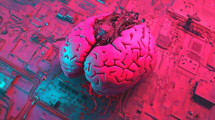 Poster - Innovative healthcare analysis is achieved by integrating a human bladder organ into a microchip processor circuit board with a HUD interface hologram, leveraging AI technology and digital high-tech