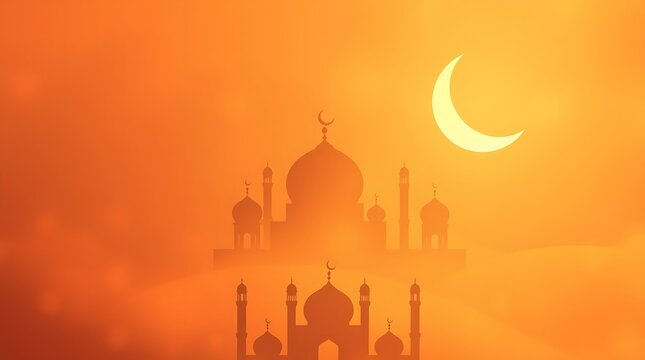 Islamic greeting card with ramadan kareem calligraphy and islamic ornament mosque vector design background