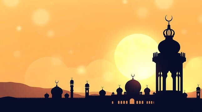 Islamic greeting card with ramadan kareem calligraphy and islamic ornament mosque vector design background