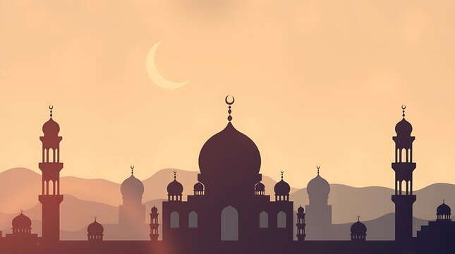 Islamic greeting card with ramadan kareem calligraphy and islamic ornament mosque vector design background