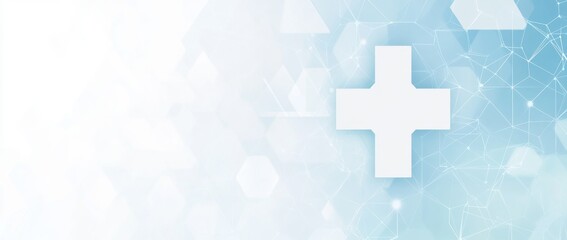 Poster - A blue background covered with a variety of small squares and crosses