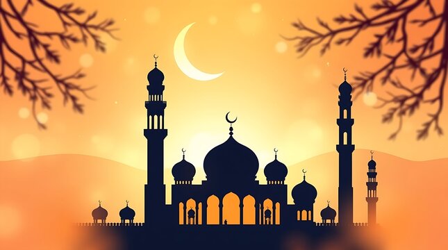 Islamic greeting card with ramadan kareem calligraphy and islamic ornament mosque vector design background