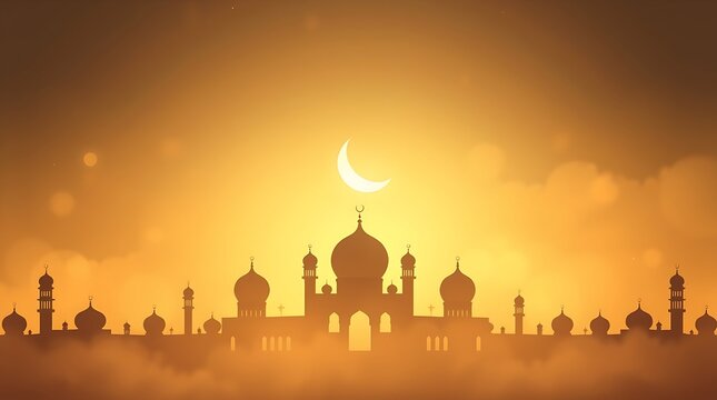 Islamic greeting card with ramadan kareem calligraphy and islamic ornament mosque vector design background
