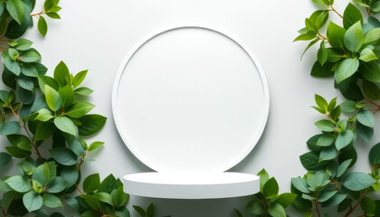 White plate with a green leaf on it