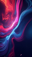 Poster - Abstract Cosmic Nebula: Red and Blue Swirls of Light