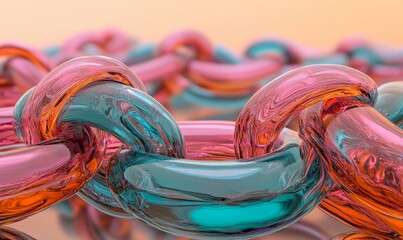 Poster - Futuristic colored setting with a glass molecule representation