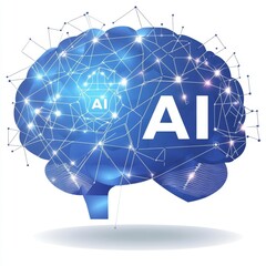 Poster - A minimalist brain design in 3D on a dark background