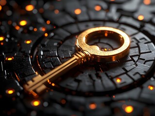 Glowing Golden Key Unlocking Vault of Equity Tokens Symbolizing Fair Access to Shared Wealth and Opportunity