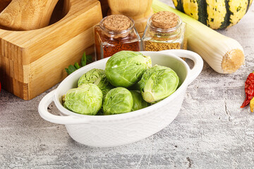 Wall Mural - Brussels sprout cabbage in the bowl