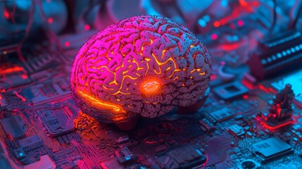Poster - The integration of a human bladder organ into a microchip processor circuit board, complemented by a HUD interface hologram, enables cutting-edge healthcare analysis via AI technology and digital