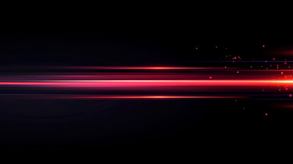 Poster - red speed light horizontal straight line on black background. realistic vector illustration of abstr