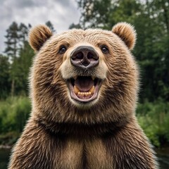exciting encounter with a grizzly bear in its natural habitat wildlife photography outdoor close-up 