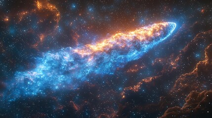 Wall Mural - cosmic tapestry: a vibrant nebula glows with celestial energy, swirling hues of blue and orange pain